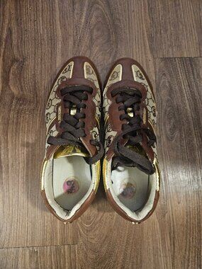 Michael Kors MK Monogram Brown Fashion Sneakers - Size 8.5M